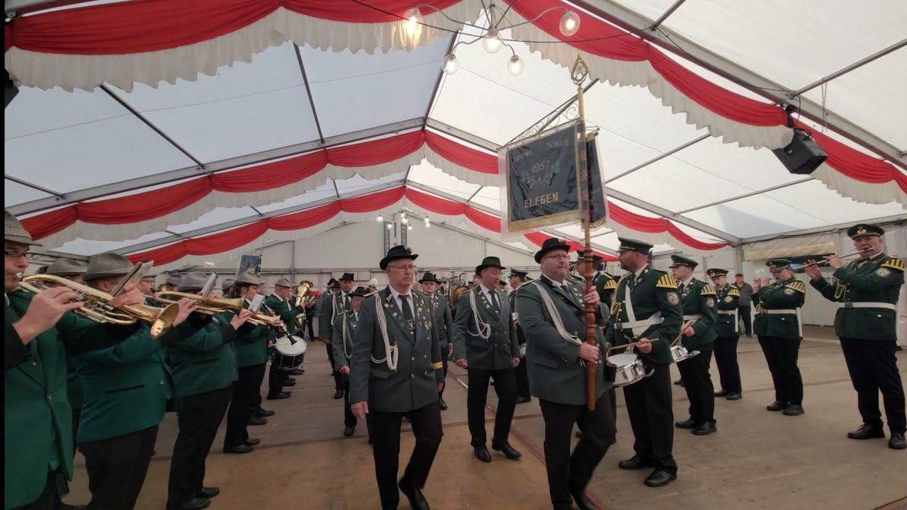Schützenfest Elfgen-Belmen 13. Oktober 2024 - Einmarsch der Schützen ins Festzelt (4K Video)