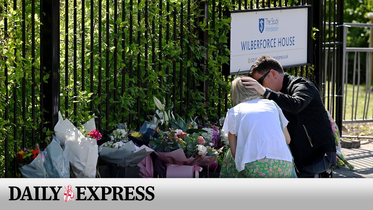 Flowers left outside Wimbledon primary school where car crash killed young girl