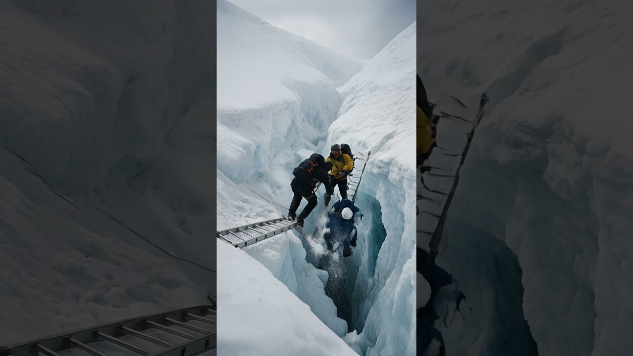 4 Climbers Survive Ladder Collapse on Mount Everest Crevasse Crossing | The Dark Truch | #shorts