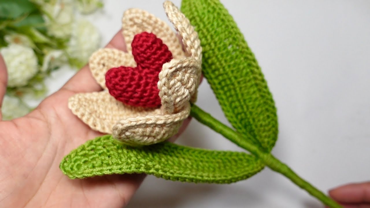 🌷TULIPAN MÁGICO🌷 Oculta un corazón❤️ Tendencia a Crochet | San Valentin| PATRON 3D A CROCHET-FÁCIL