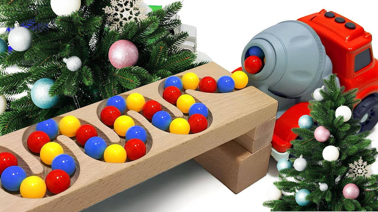 Marble Run Race ☆ HABA Slope & Retro Makita Truck, Excavator, Garbage Truck, Dump Truck, Ambulances