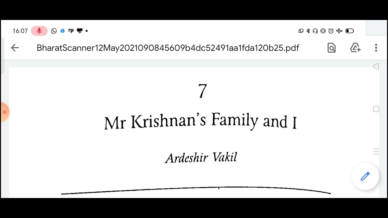 Mr Krishnan's Family and I part-1 Ardeshir Vakil