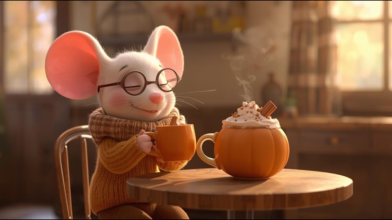 Cozy Autumn Study Music 🎃 Fall Lofi Jazz with Cute Mouse