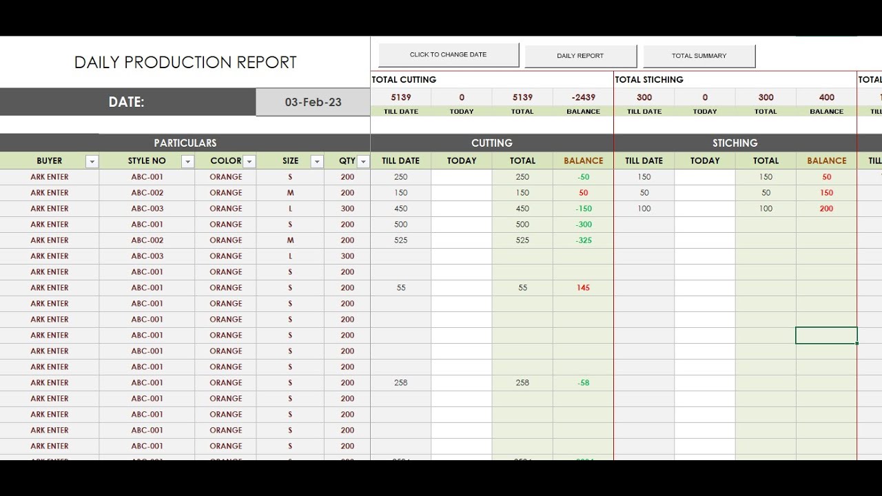 Efficient Daily Production Report (DPR) : Excel Template Tutorial for Garment Factories (UPDATED)