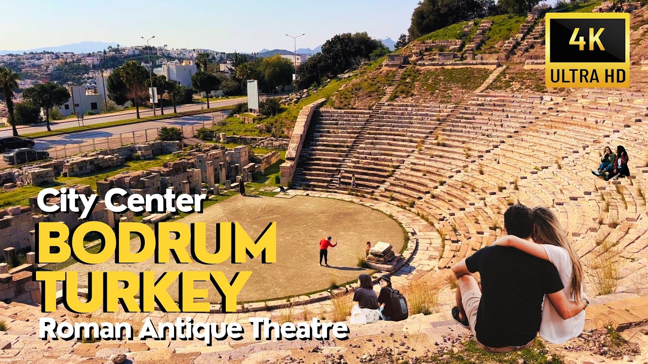 Bodrum, Turkey 🇹🇷 Walking Tour 4K | City Center Streets, Bodrum Ancient Roman Theater