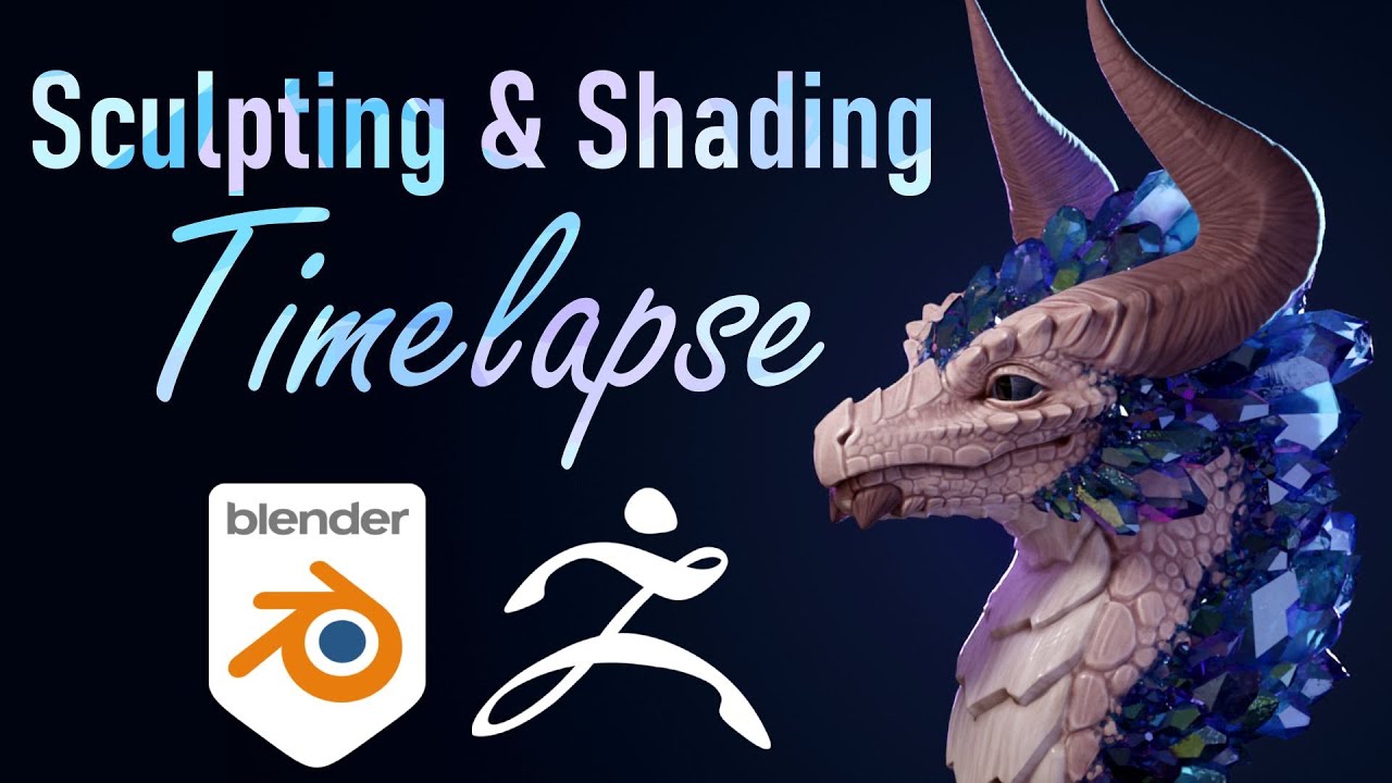 Jeweled Dragon - Blender and Zbrush sculpting Timelapse  ( + Crystal Shader Breakdown)