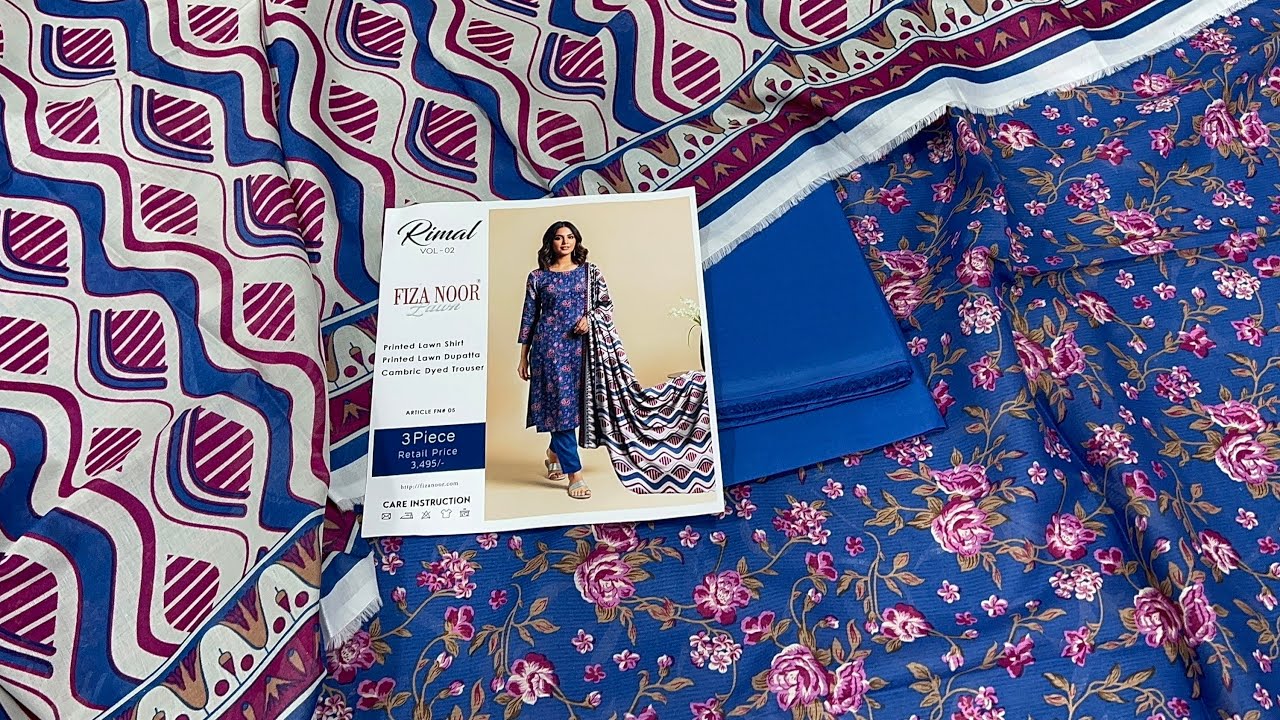 RIMAL BY FIZA NOOR 3PC | ONLY RS.1610 | EMBROIDERY LAWN 2PC | ORIGINAL BRAND 2PC | SUMMER COLLECTION