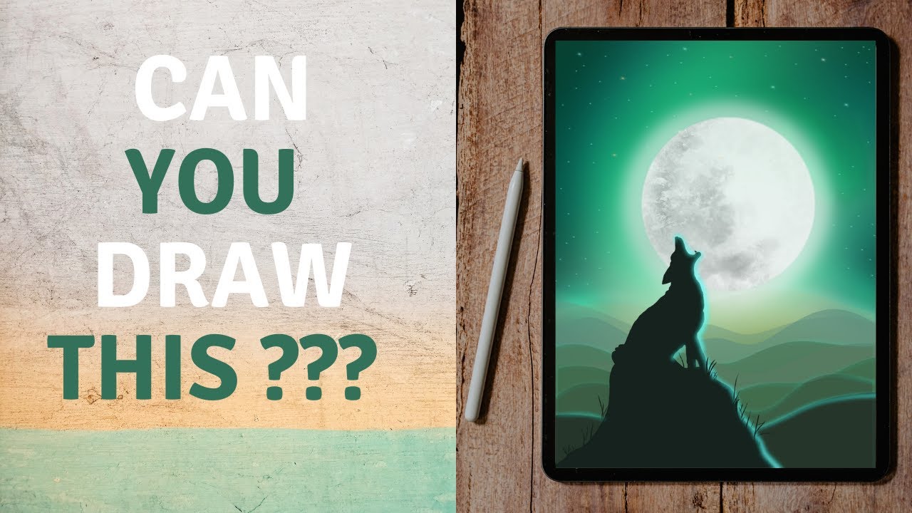 Easy Procreate Drawing Tutorial | Wolf Moon