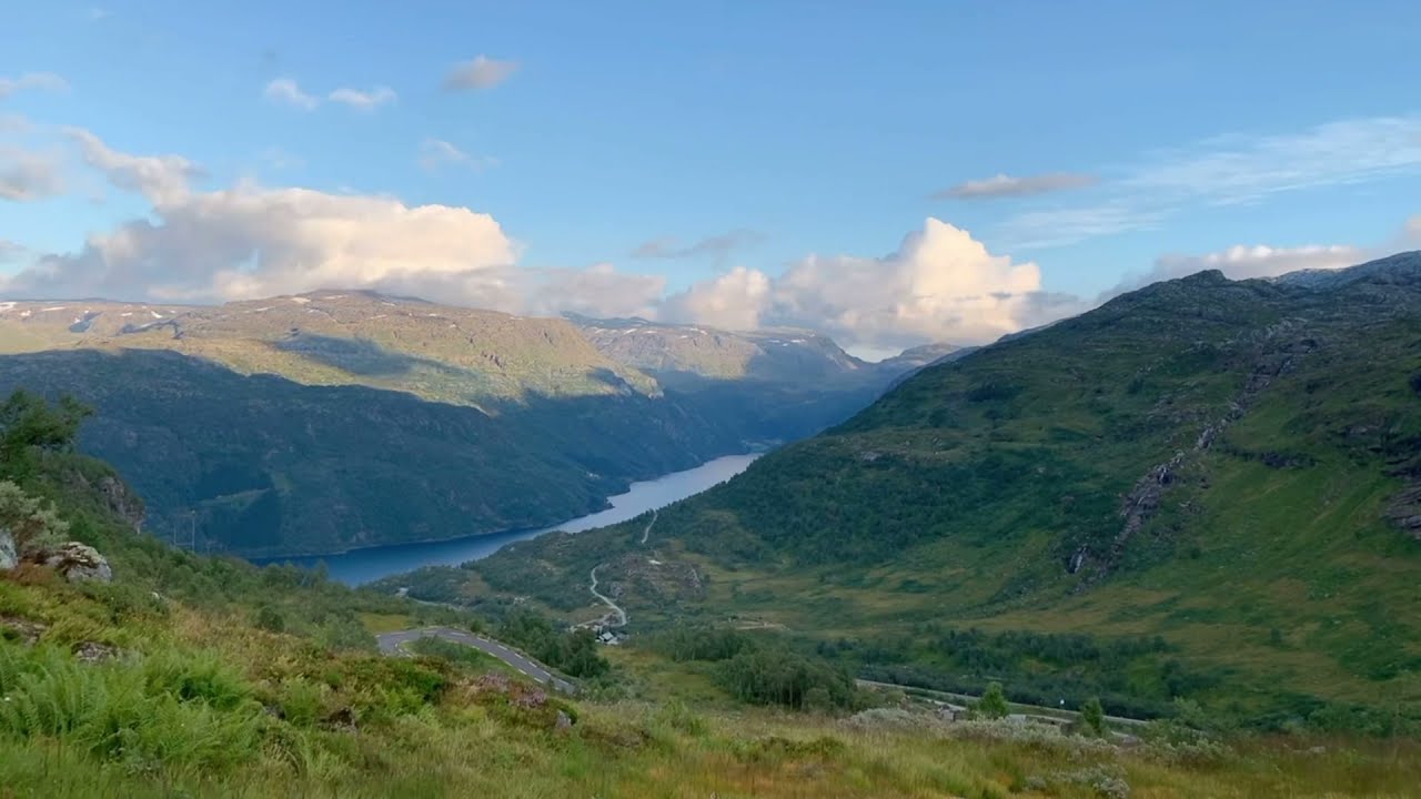Auto trip on amazing Norwegian road. Alternative tourist road R&oslash;ldalsfjellet - Odda.