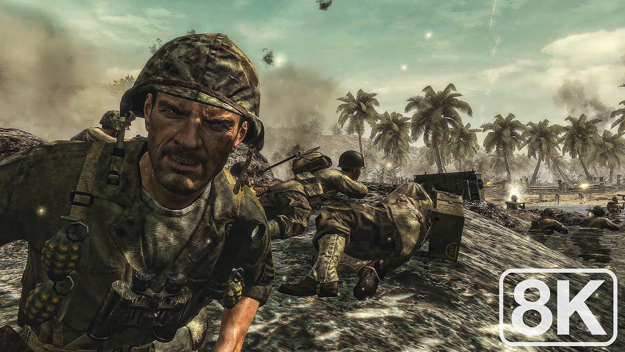 Battle of Peleliu 1944｜Japanese Army VS 1st Marine Division｜Call of Duty WaW｜Veteran｜8K