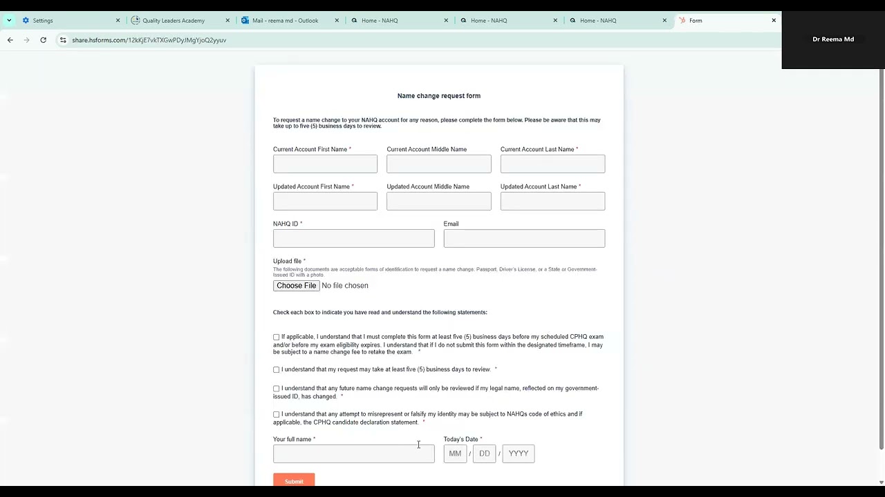 خطوات السداد لامتحان CPHQ على موقع NAHQ