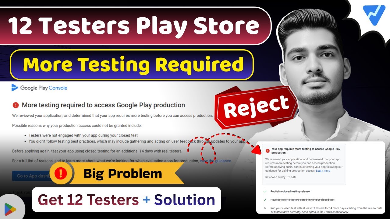 12 testers google play console | closed testing google play | google play console | testing reject