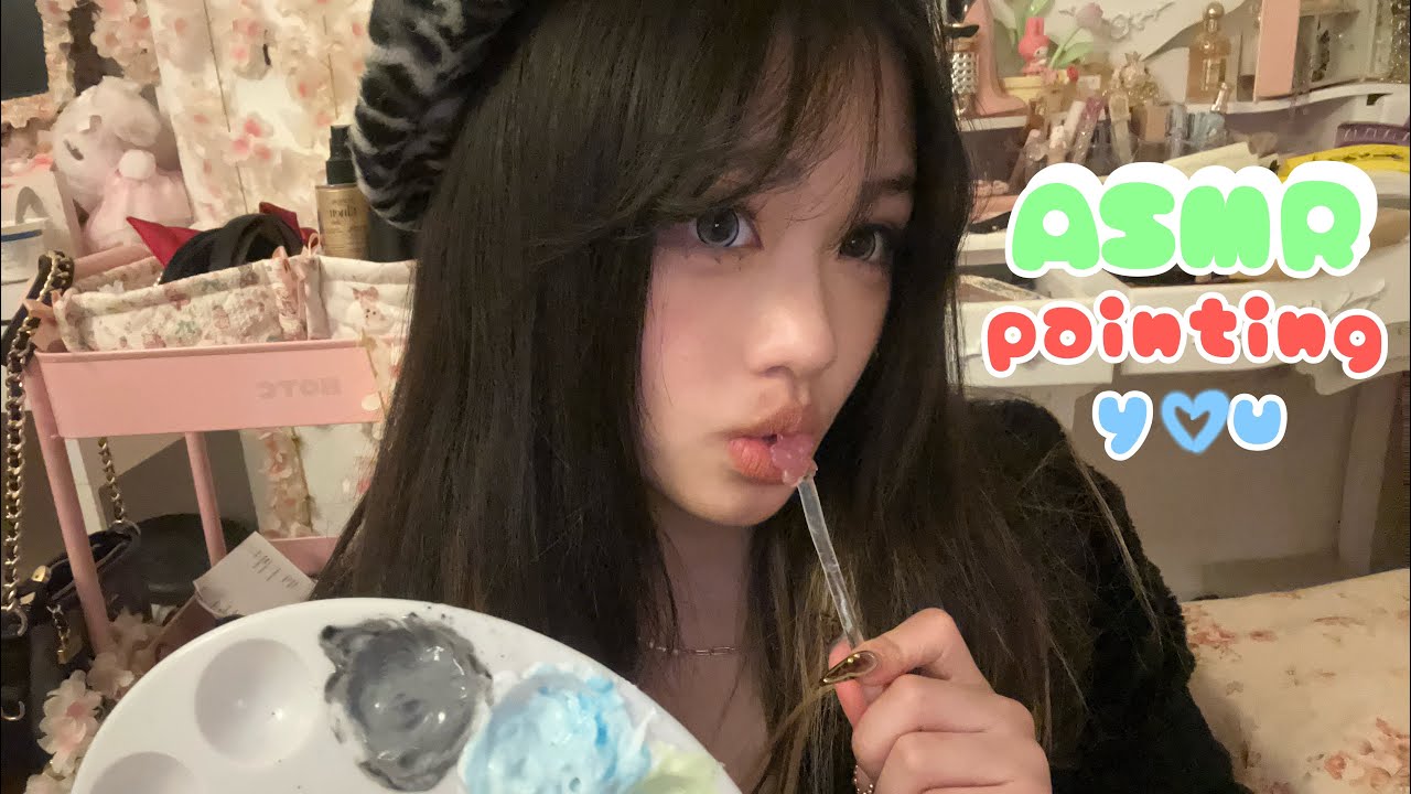 ASMR painting you | mouth sounds | visual triggers | makeup