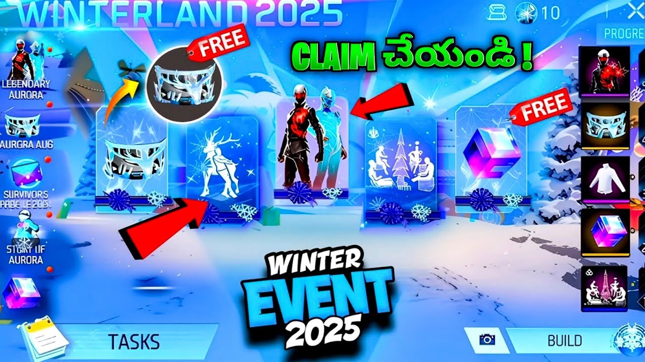 😳Claim Winter Event Free Rewards |💥Winter Event Free Fire 2025 🎁| Free Fire New Event Telugu