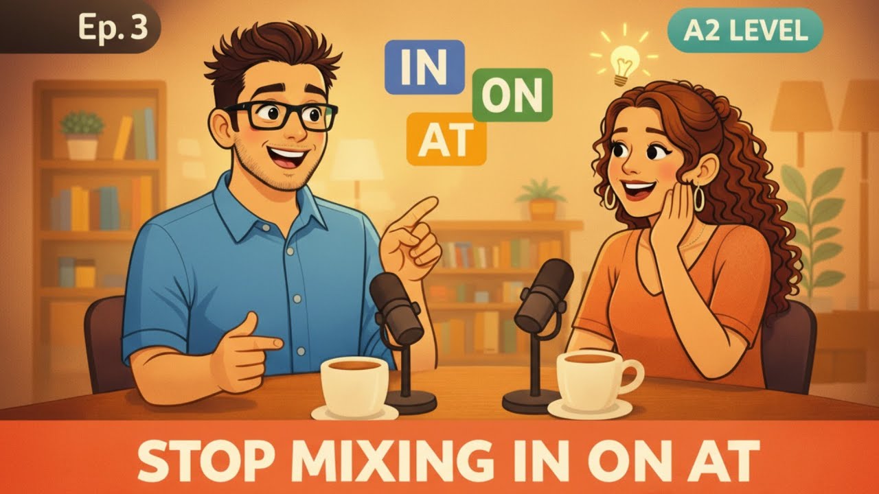 Stop Mixing IN ON AT in English | Beginner Conversation Practice | A2