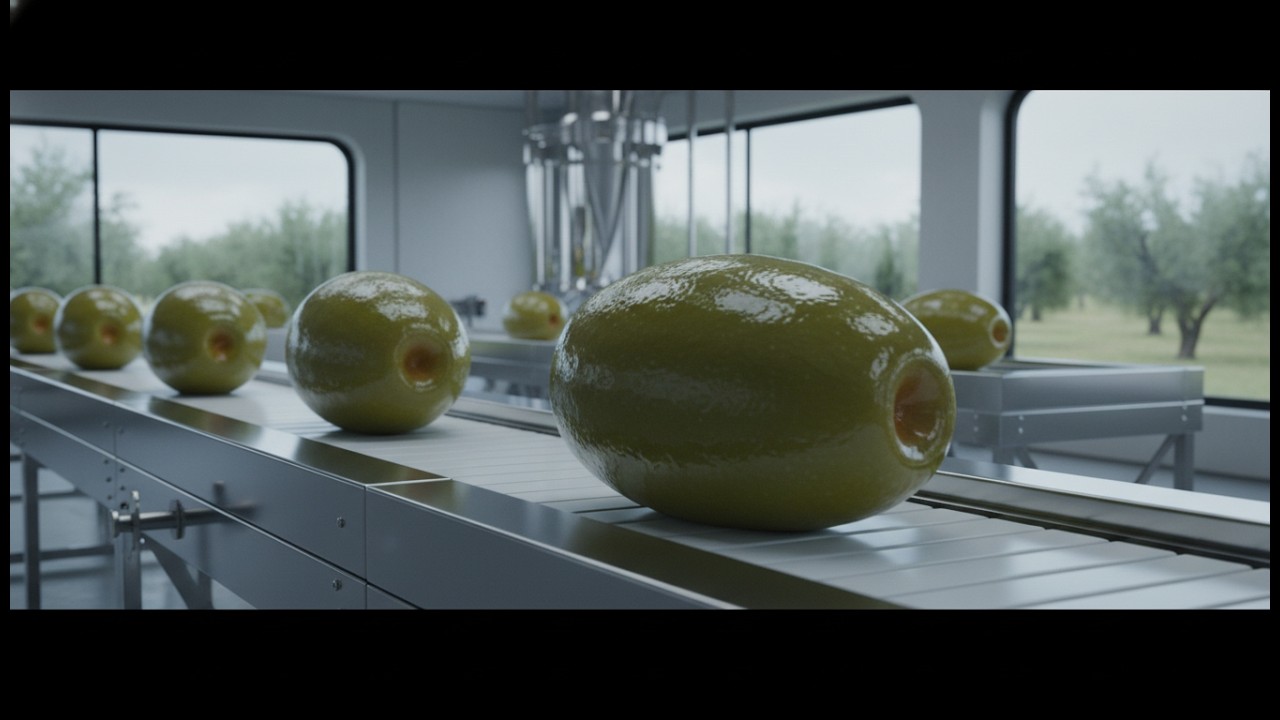 Inside Olive forests and olive oil production using modern factory lines.