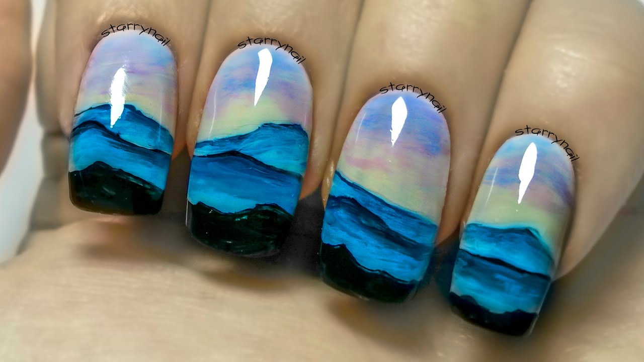 Mountain Landscape ⎮ Freehand Nail Art Tutorial