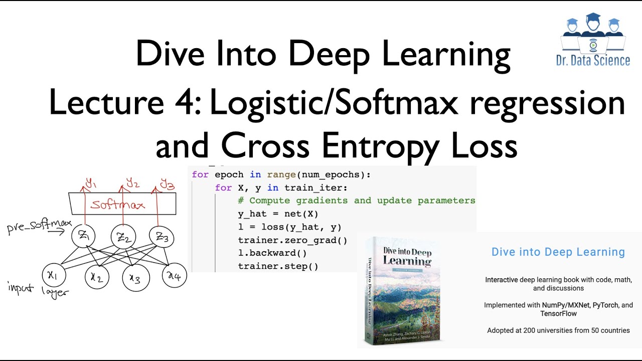 Dive into Deep Learning - Lecture 4: Logistic/Softmax regression and Cross Entropy Loss with PyTorch