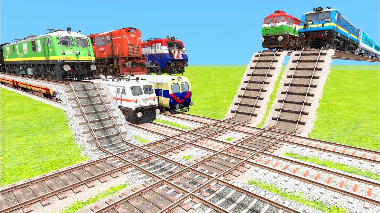 7️⃣ TRAINS REALISTIC CRASHES ON TOP OF OTHER JUMPING TRAINS🔺Indian Railways Gameplay | TrainsFun