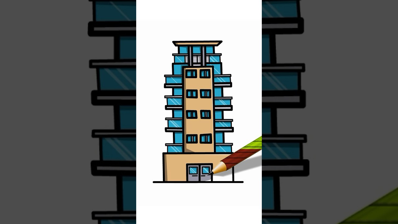How to draw a multistory building step by step, #howtodraw, #youtubekids