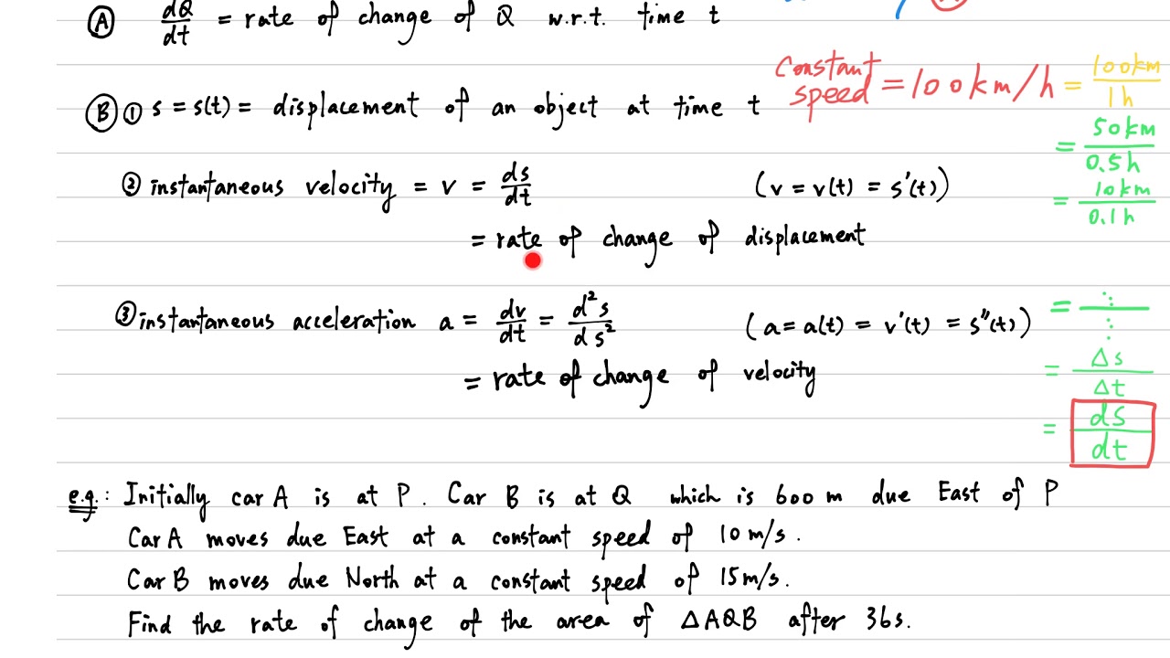 M2 DSE - Application of Differentiation - Rate of Change - Velocity