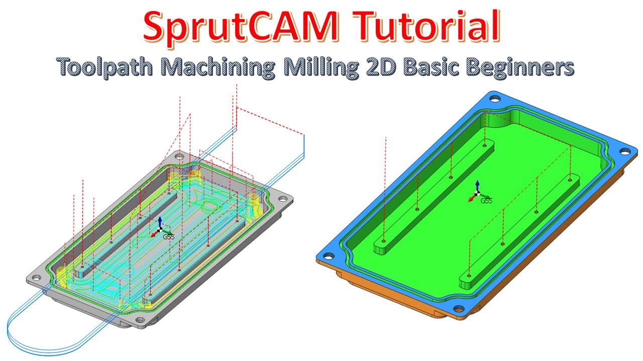 SprutCAM Tutorial #131 | How to Toolpath Machining Milling 2D Basic Beginners