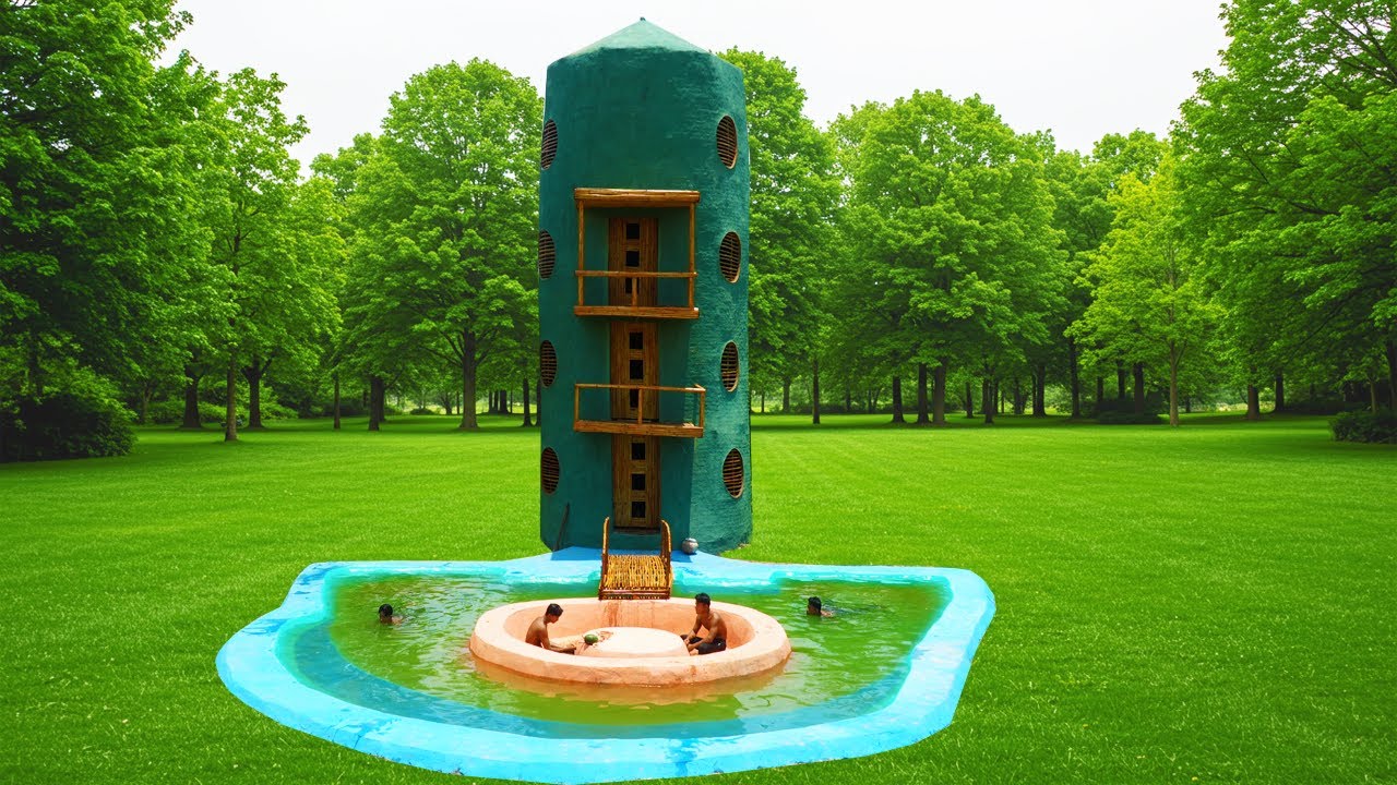 Building a Luxury 4-Story Cucumber Resort With Swimming Pool and Seating Area (full)