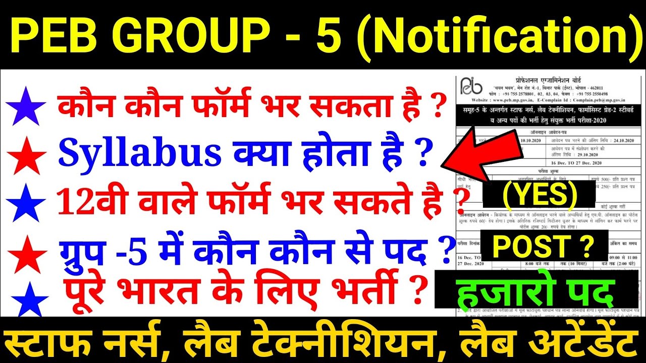 PEB Group - 5 Notification Details || Mp police , MPSI Notification कब ?