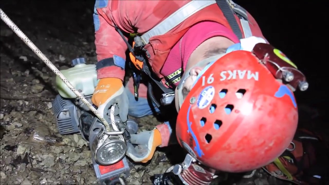 Cave Rescue Service of Slovenia, petrol winch for 200 m vertical transport