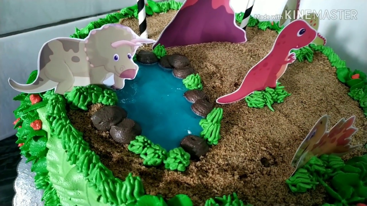 Bolo Dinossauro Com Lago