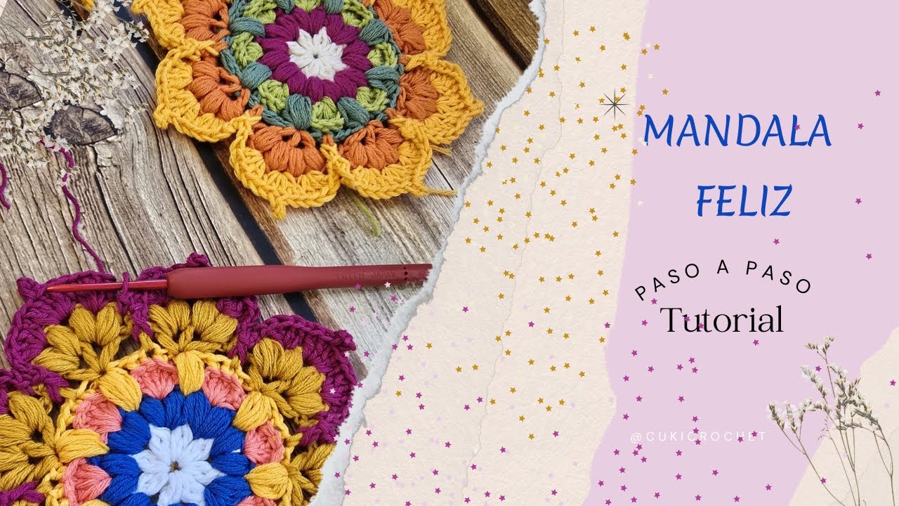 Mandala FELIZ.  Crochet Mágico: 7 Vueltas, ¡Mil Colores y Usos! ✨ Tutorial Fácil
