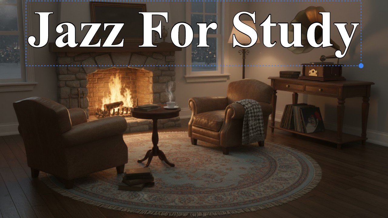 Cozy Vintage Study Room Fireplace 🔥 Warm Relaxing Jazz Study Ambience