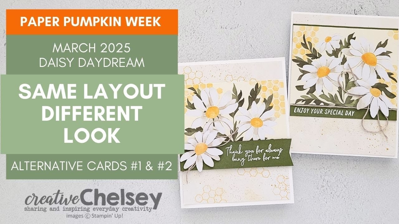 March 2025 Daisy Daydream Paper Pumpkin Kit - Alternative Card Ideas The Same Layout, Different Look