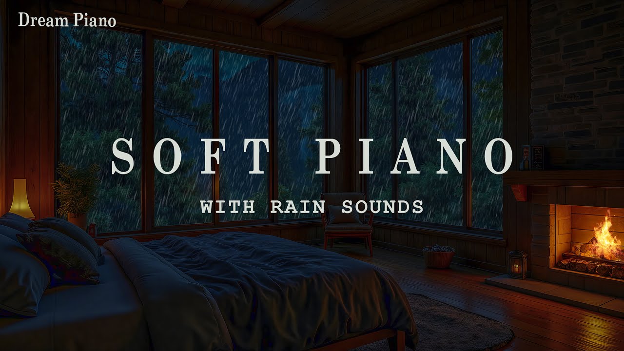 Peaceful Rainy Night Piano 🌧️ Warm Bedroom Music for Stress Relief, Anxiety Ease, and Meditation
