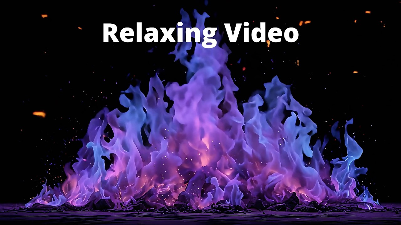 Cozy Fireplace 4K Video (3 Hours).Fireplace with Crackling Fire Sounds, Purple Burning  Video