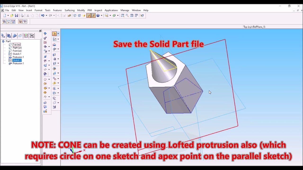 Introduction to Solid part modeling and Generative drafting in Solid Edge(Video01)