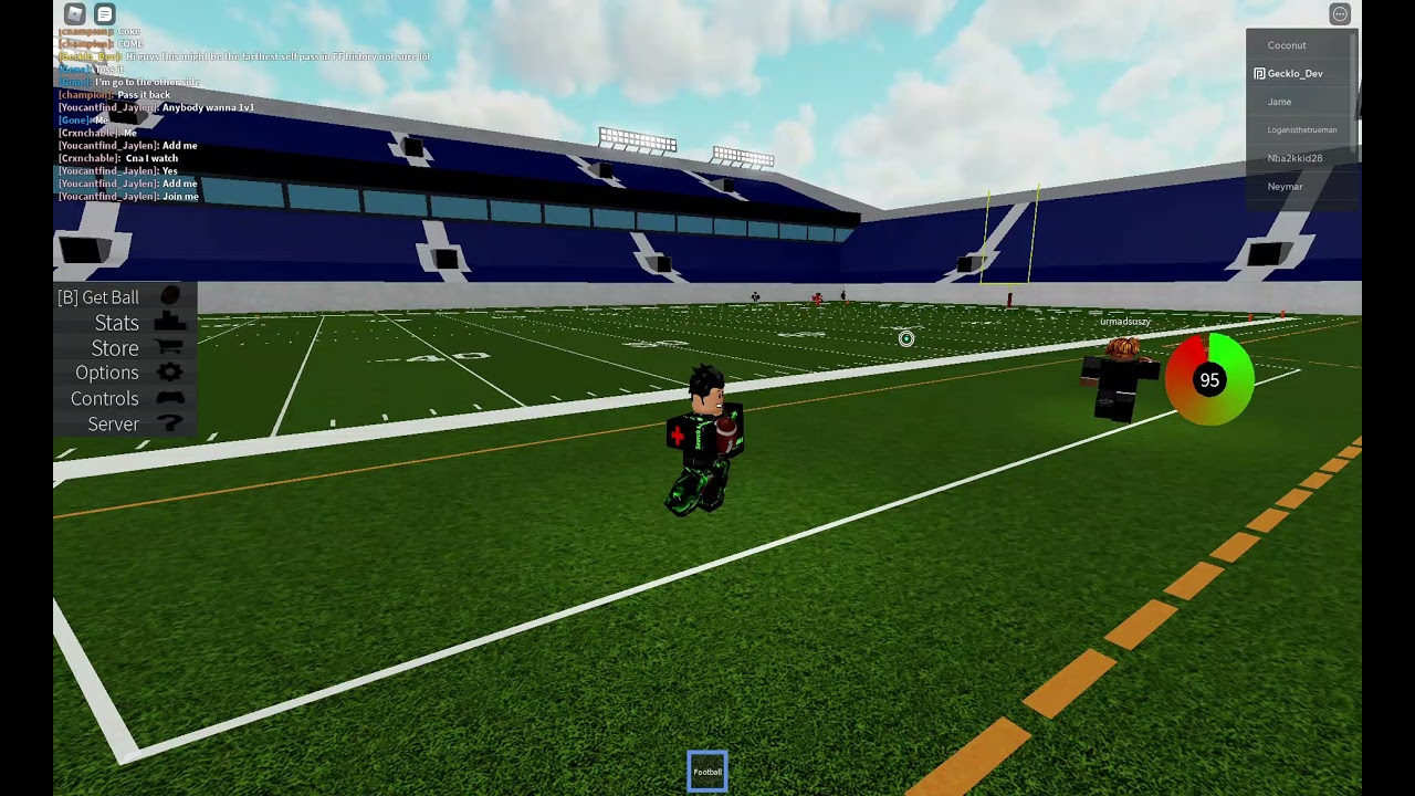 Almost the longest self pass in Football fusion
