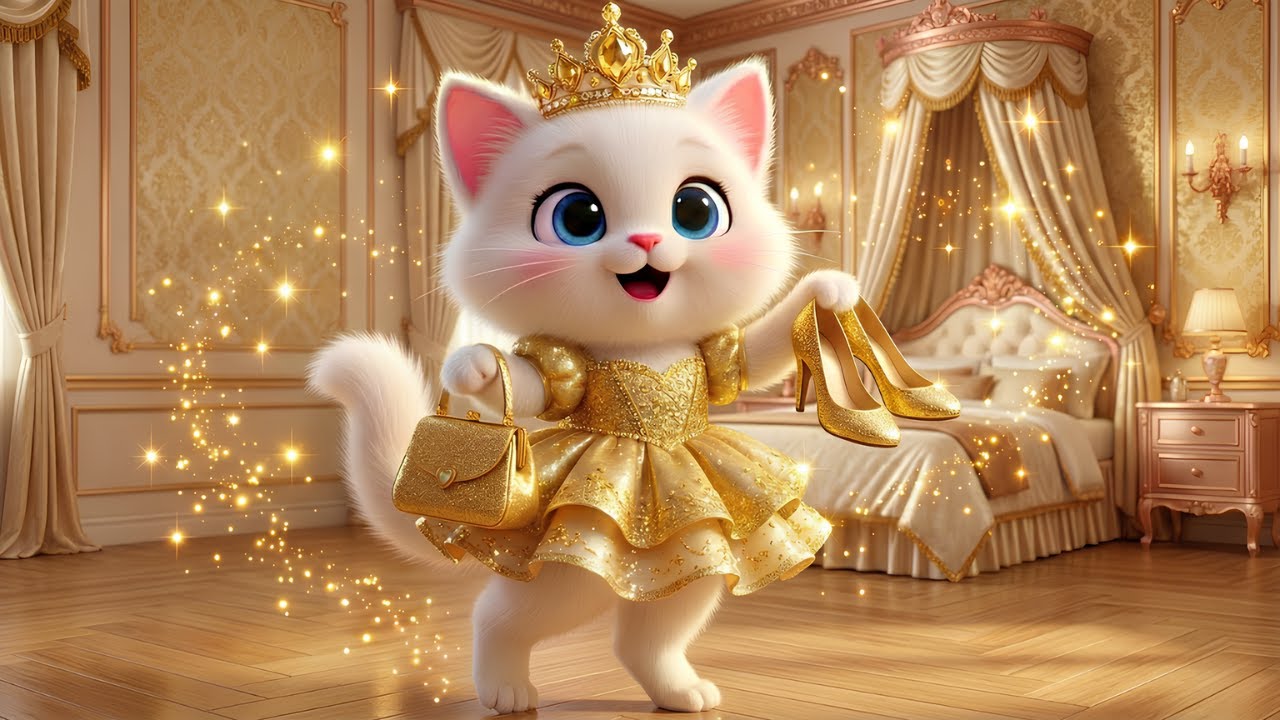 Adorable Kitten Tries Gold Dress Up for the First Time! 💛🐱 | AI Cat Story