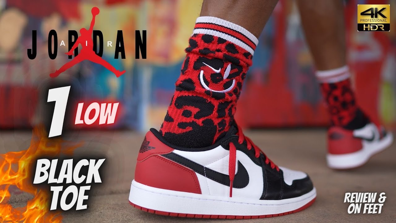 JORDAN 1 LOW BLACK TOE DETAILED REVIEW & ON FEET W LACE SWAPS!!
