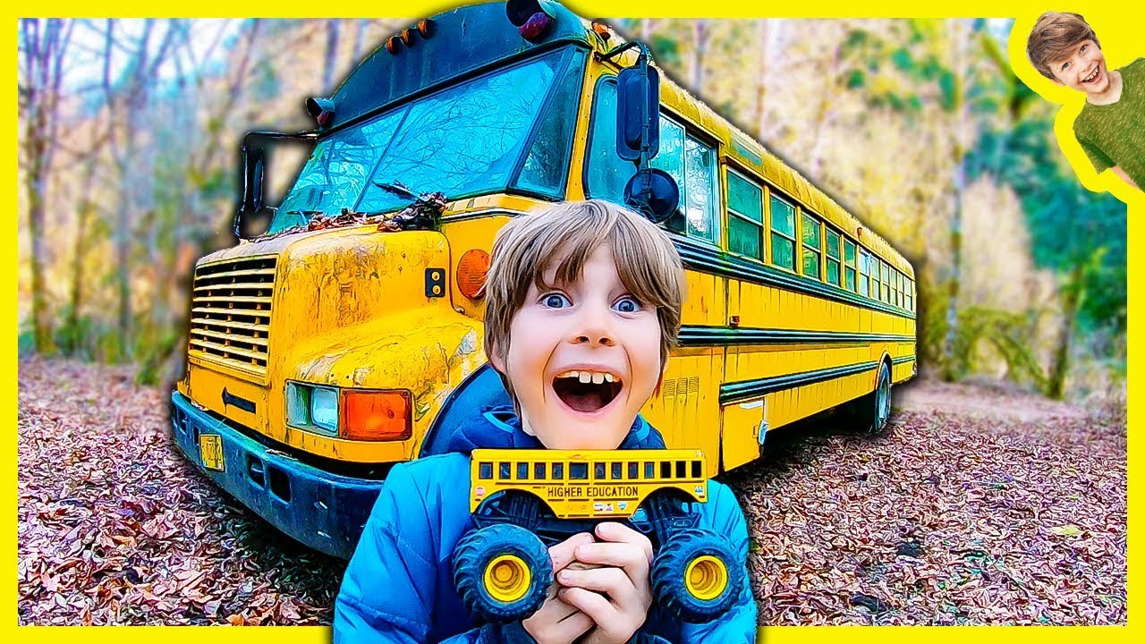 Monster Trucks Explore Abandoned School Bus