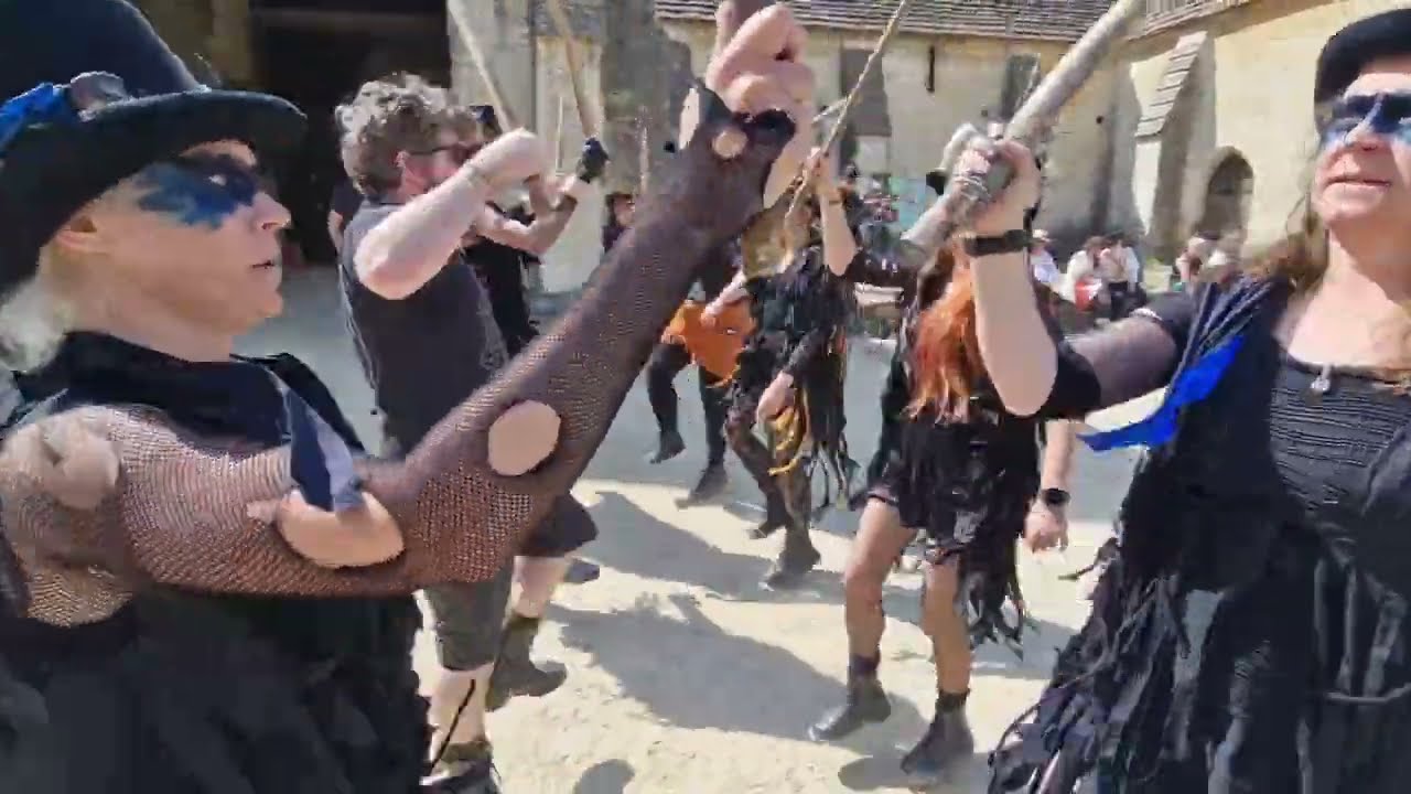 Beltane Border Morris dance Vixana whilst teaching 5 guest dancers! Bradford on Avon Green Man 2025