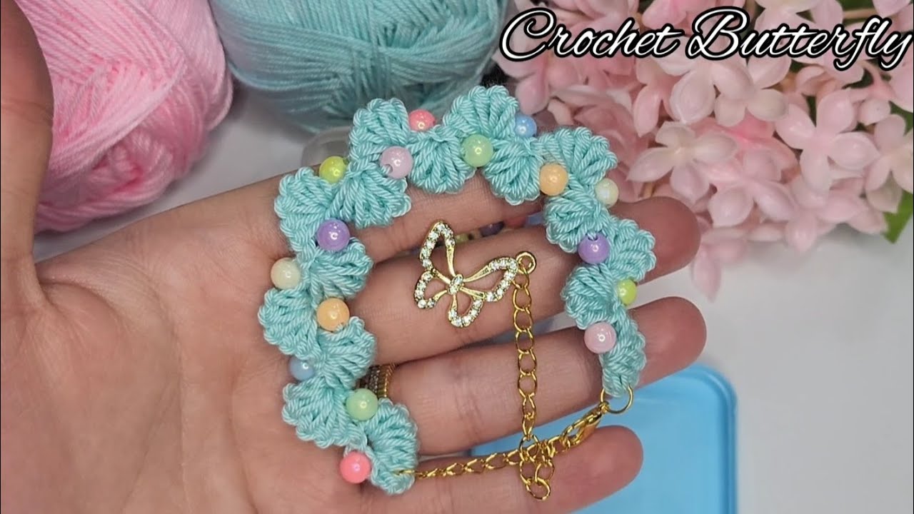 Very beautiful😍and easy👌crochet bracelet  Cute gift for friends🎁🎁#crochet #knitting #tutorial #craft