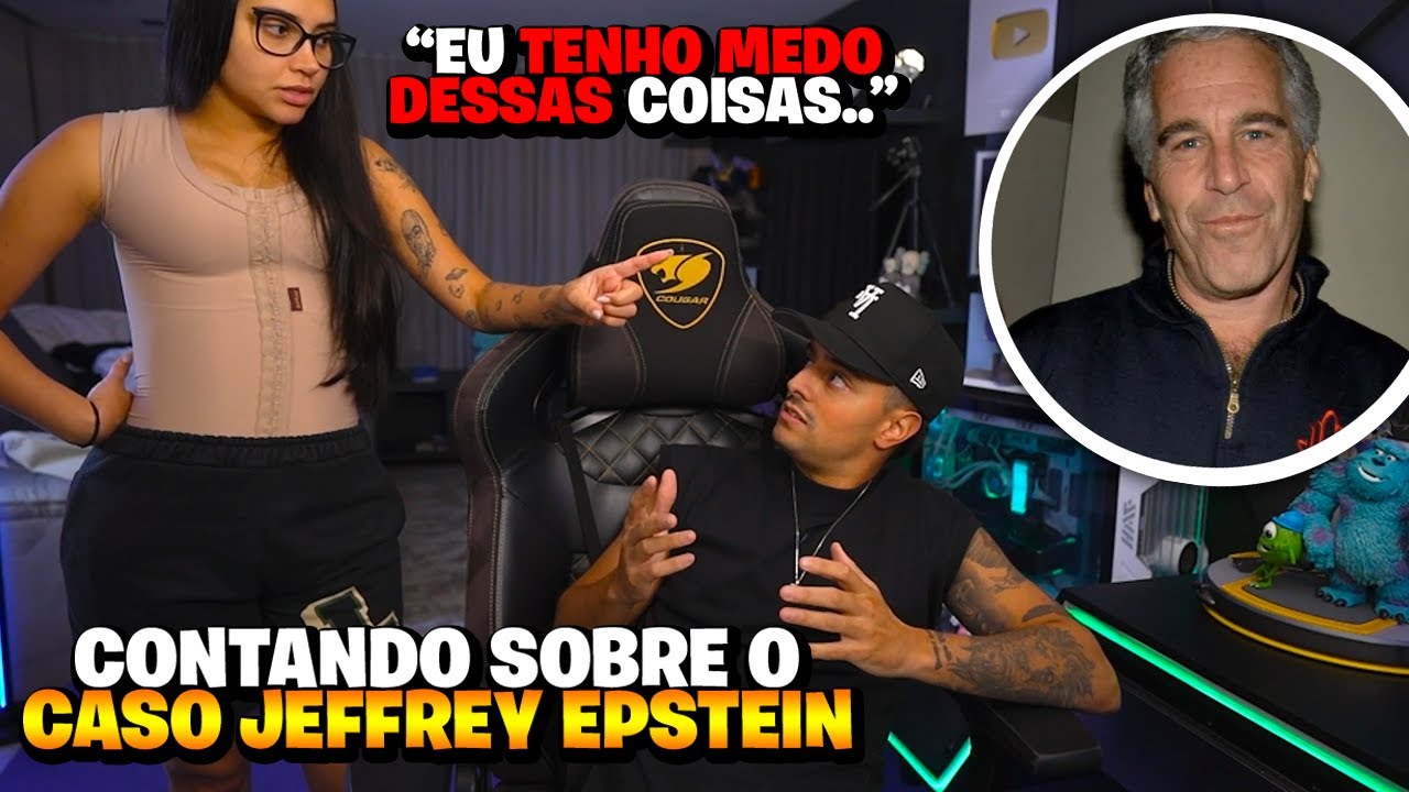 Coringa explicando sobre o caso Jeffrey Epstein para Taina Costa