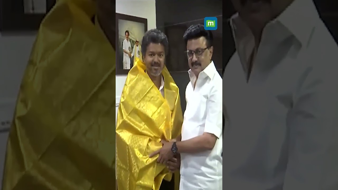 #WATCH | Tamil Nadu CM Vijay Meets MK Stalin, Udhayanidhi Stalin in Chennai