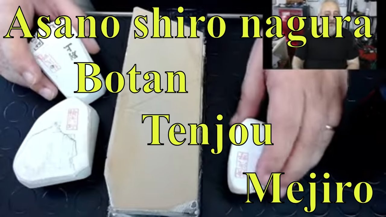 Affilatura rasoio a mano libera. Metodo Iwasaki con Botan, Tenjou e Mejiro.