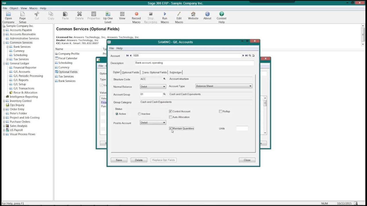 Sage 300 General Ledger Transaction Detail Postings