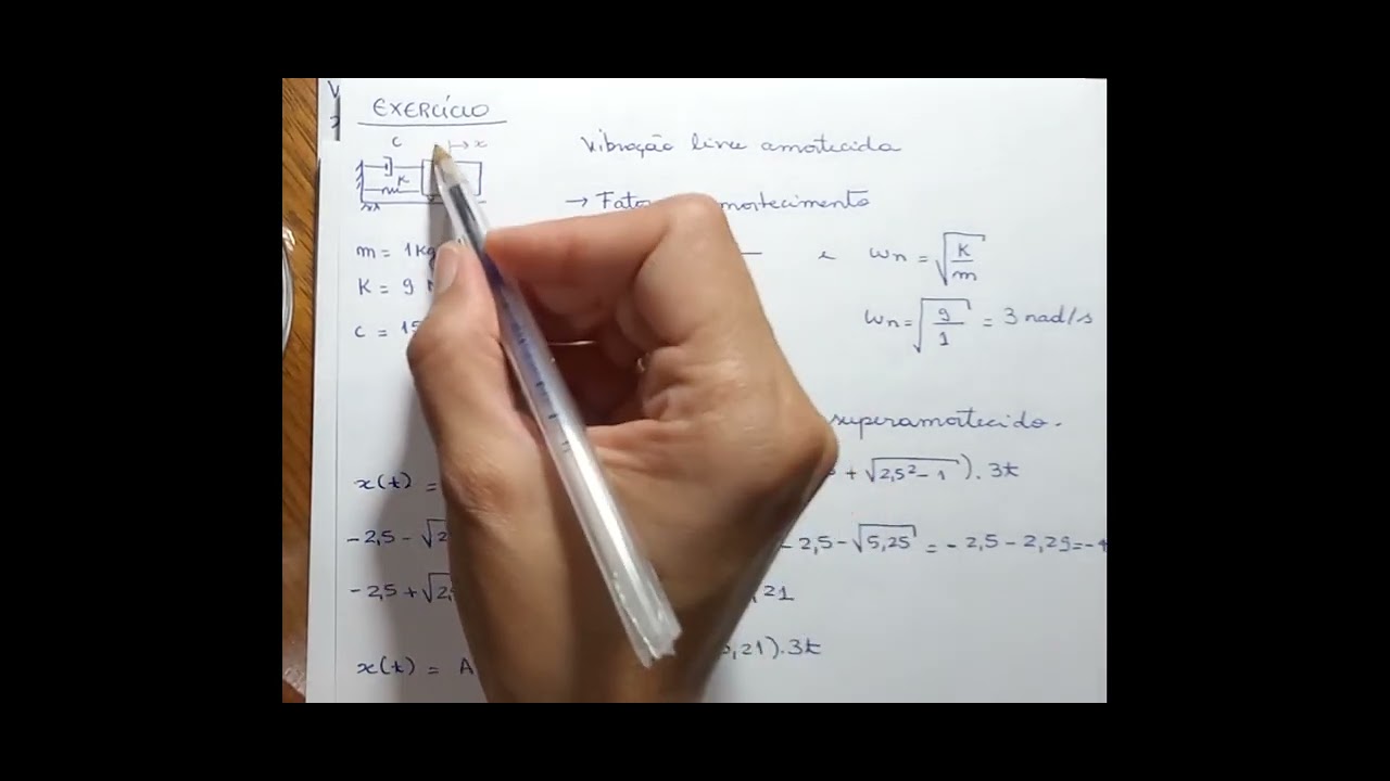 Vídeo  2 - solução do movimento superamortecido.