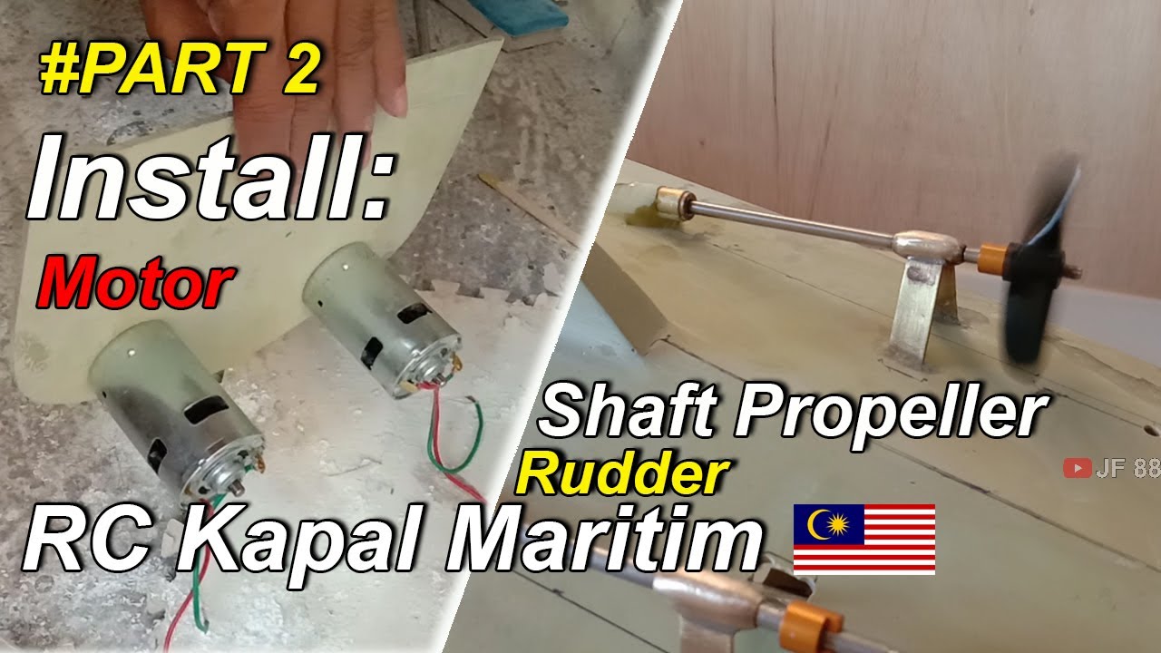 Memasang  Motor Shaft Daun Kemudi  RC Kapal Maritim Malaysia