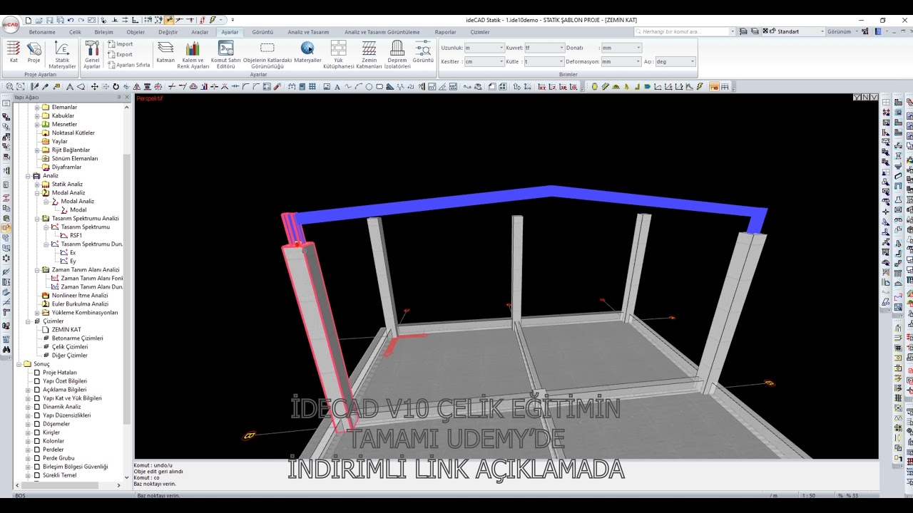 ideCAD v10 Çelik Eğitim Seti - ÖRNEK 1