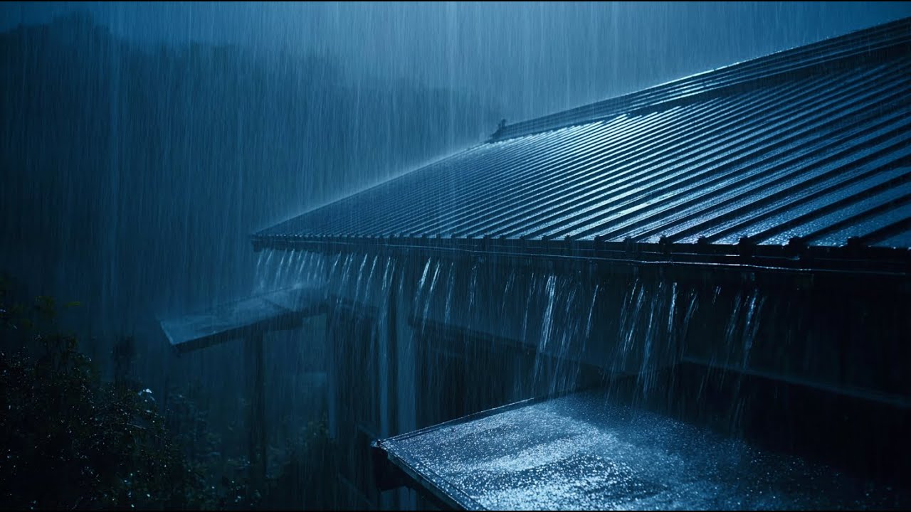 Rain on Metal Roof in the Dark 🌧️ | Fall Asleep in 2 Minutes with Relaxing Rain Noise (NO ADS)